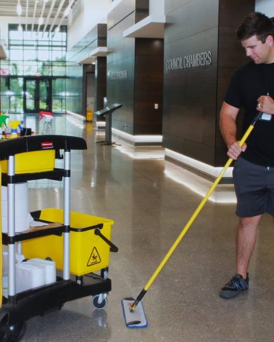 Jeffries Cleaning professional mopping floor