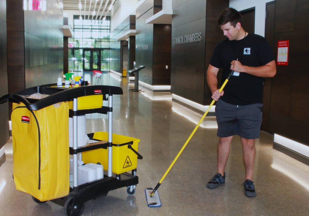 Jeffries Cleaning professional mopping floor