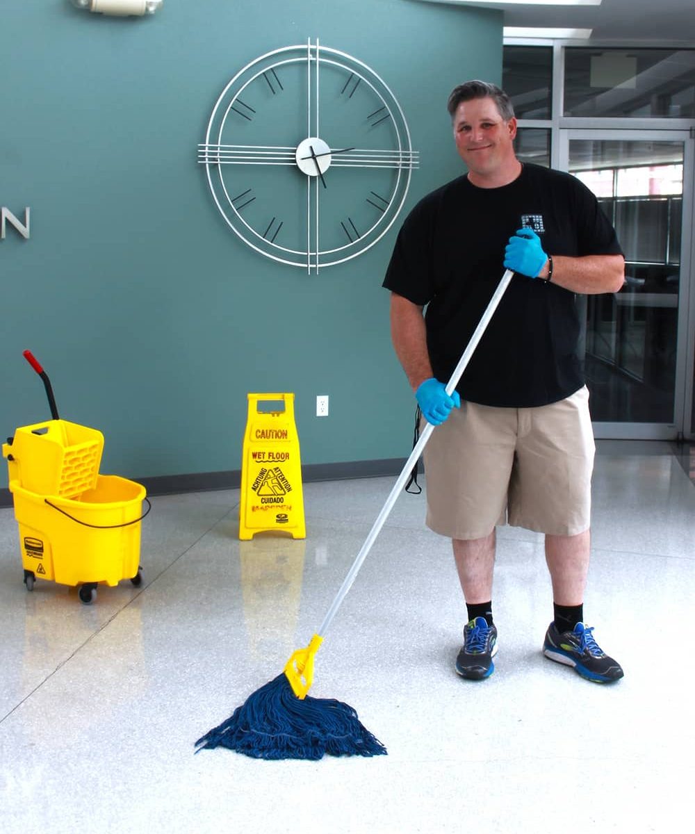 Jeffries professional mopping commercial property floor